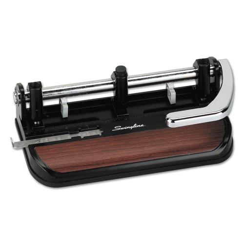  | Swingline A7074400F Heavy-Duty 40-Sheet Lever Action 2-To-7 11/32 in. Hole Punch - Black/Woodgrain image number 0