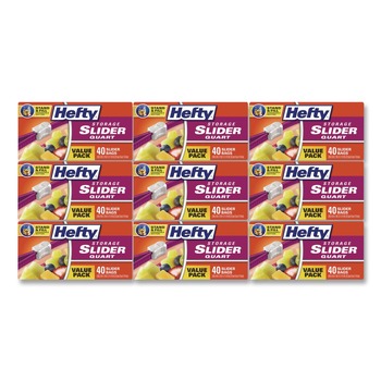 Hefty 8 in. x 7 in. 1-Quart Slider Stand and Fill Food Storage Bags - Clear (360/Carton)