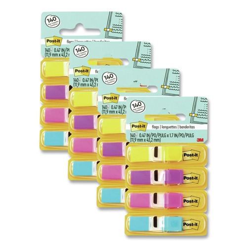 Office Jansan | Post-it Flags 683-4ABX 0.5 in. x 1.75 in. Highlighting Page Flags - 4 Assorted Bright Colors (140/Pack) image number 0