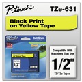 Bulk Savings Pricing 2 | Brother P-Touch TZE631 0.47 in. x 26.2 ft. TZe Standard Adhesive Laminated Labeling Tape - Black on Yellow image number 2