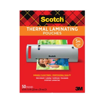 Scotch 5 mil 9 in. x 11.5 in. Laminating Pouches - Gloss Clear (50/Pack)