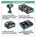 Makita GWT01D-BL4040 40V Max XGT Brushless Lithium-Ion 3/4 in. Sq. Drive Cordless 4-Speed High-Torque Impact Wrench Kit with 3 Batteries Bundle (2.5 Ah/4 Ah) image number 1