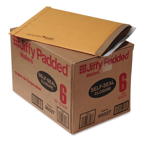 Office Jansan | Sealed Air 64371 12.5 in. x 19 in. #6 Jiffy Padded Mailer - Natural Kraft (50/Carton) image number 0