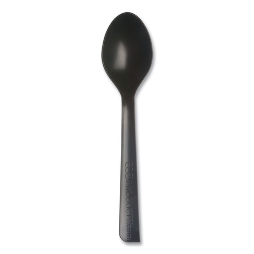 Cutlery | Eco-Products EP-S113 6 in. 100% Recycled Content Spoon - Black (1000/Carton) image number 0