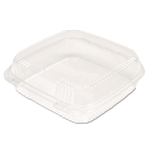 Pactiv Corp. YCI811100000 Clearview 9.22 in. x 8.88 in. x 2.91 in. Hinged Lid Containers - Clear (200/Carton) image number 0
