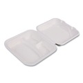 Food Trays, Containers, and Lids | Eco-Products EP-HC93NFA Vanguard 9 in. x 9 in. x 3 in. 3-Compartment Renewable and Compostable Sugarcane Clamshells - White (200/Carton) image number 2