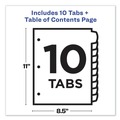 Office Jansan | Avery 11135 Ready Index 11 in. x 8.5 in. 10-Tab 1 to 10 Customizable TOC Multicolor Tab Dividers - White/Traditional Color Tabs (1-Set) image number 7