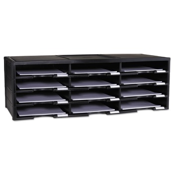 Storex 12 Compartments 10.63 in. x 13.3 in. x 31.4 in. Literature Organizer - Black
