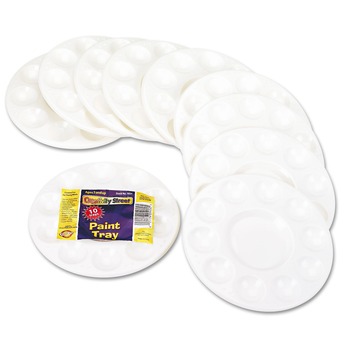 Creativity Street Round Plastic Paint Trays for Classroom - White (10/Pack)