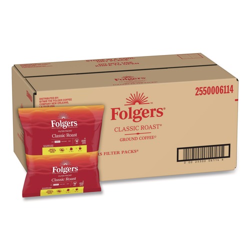 Facility Maintenance & Supplies | Folgers 2550006114 Classic Roast .9 oz. Coffee Filter Packs (160/Carton) image number 0