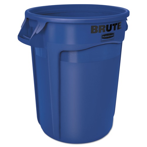 Office Jansan | Rubbermaid Commercial FG263200BLUE 32 Gallon Plastic Vented Round Brute Container - Blue image number 0