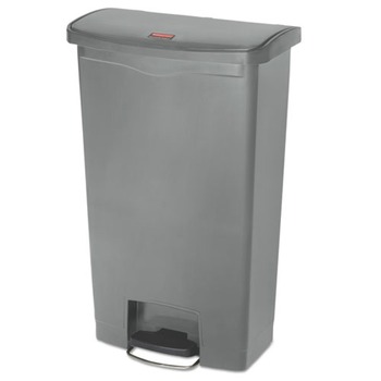 Rubbermaid Commercial Streamline 18-Gallon Front Step Style Resin Step-On Container - Gray