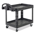 Utility Carts | Rubbermaid Commercial FG452088BLA 25.9 in. x 45.2 in. x 32.2 in. 500 lbs. Capacity 2 Lipped Shelves Heavy-Duty Plastic Utility Cart - Black image number 2