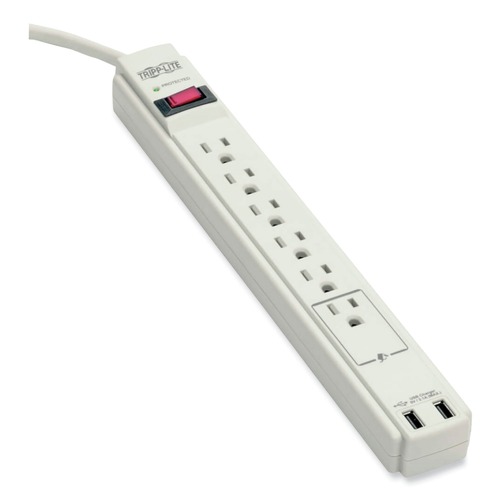 Office Jansan | Tripp Lite TLP606USB 6 Outlets / 2 USB 6 ft. Cord 990 Joules Protect It! Surge Protector - Gray image number 0