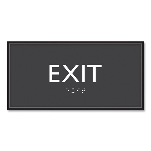 Floor Signs | Headline Sign 69922 4 in. x 8 in. Exit Plastic ADA Sign - Clear/White image number 0