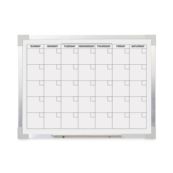 Flipside 24 in. x 18 in. Monthly Planning/Scheduling Framed Calendar Dry Erase Board - White Surface, Satin Aluminum Frame