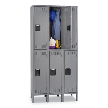 Tennsco 36 in. x 18 in. x 78 in. Triple Stack Double Tier Locker with Legs - Medium Gray