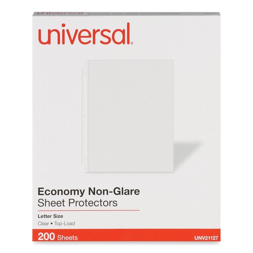 Office Jansan | Universal UNV21127 Letter Size Nonglare Economy Top-Load Poly Sheet Protectors - Clear (200/Box) image number 0
