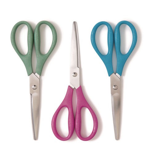 Office & Office Supplies | U Brands 6607U01-24 U-Eco 9.45 in. Long 3 in. Cut Length Scissors - Straight Assorted Color Handles (3/Pack) image number 0