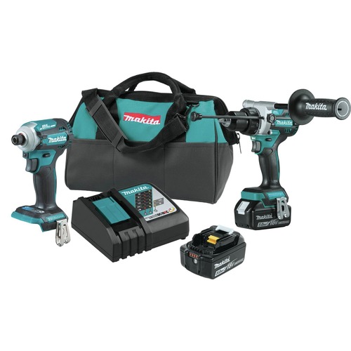 Combo Kits | Factory Reconditioned Makita XT288T-R 18V LXT Brushless Lithium-Ion 1/2 in. Cordless Hammer Drill Driver and 4-Speed Impact Driver Combo Kit with 2 Batteries (5 Ah) image number 0