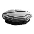 Food Service | SOLO 809014-PP94 OctaView 9.55 in. x 9.1 in. x 2.4 in. 38 oz. 3-Compartment Plastic Hinged-Lid Hot Food Containers - Black/Clear (100/Carton) image number 3