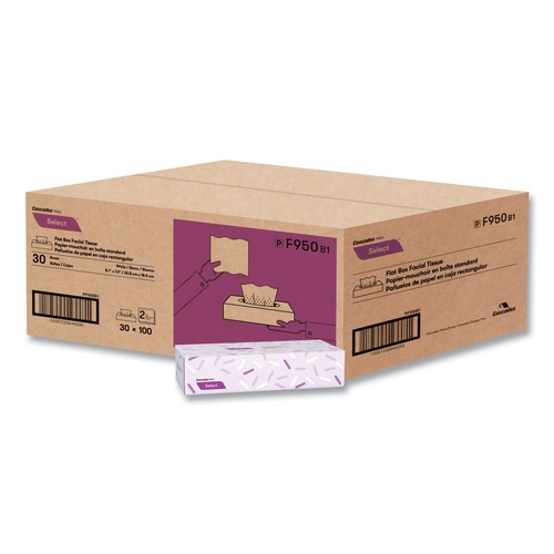 Office Jansan | Cascades PRO F950 2-Ply Select Flat Box Facial Tissue - White (30 Boxes/Carton) image number 0