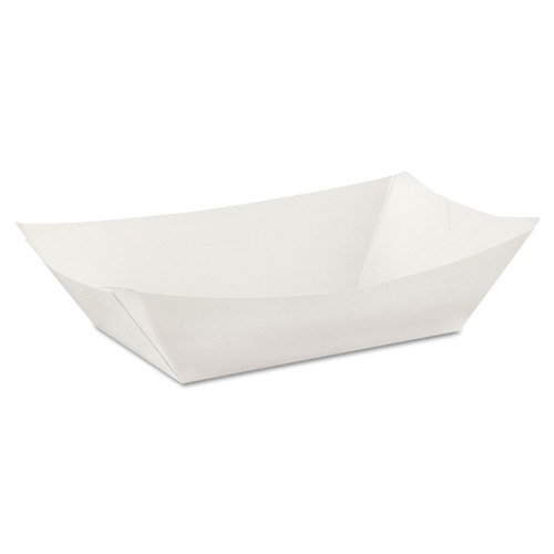 Just Launched | Dixie KL300W8 3 lbs. Kant Leek Polycoated Paper Food Tray - White (250/Pack) image number 0