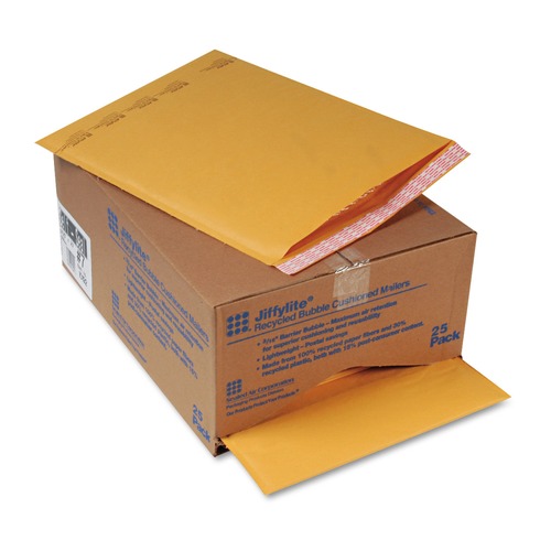Envelopes & Mailers | Sealed Air 10192 Jiffylite #7 Barrier Bubble Air Cell Cushion Self-Adhesive Closure Self-Seal 14.25 in. x 20 in. Bubble Mailer - Brown Kraft (25/Carton) image number 0