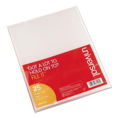  | Universal UNV81525 Letter Size Project Folders - Clear (25/Pack) image number 0