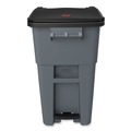 Trash & Waste Bins | Rubbermaid Commercial 1971956 50 Gallon Step-On Rollout Container - Gray image number 1