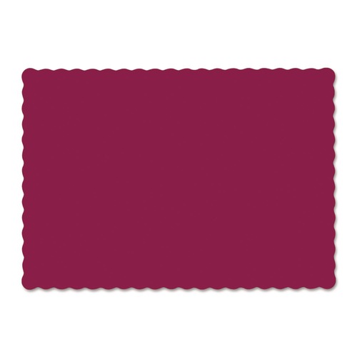 Hoffmaster 310524 13.5 in. x 9.5 in. Smooth Surface Scalloped Edges Placemats - Burgundy (1000/Carton)