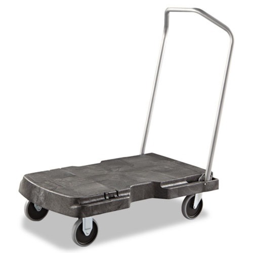 Cleaning Carts | Rubbermaid Commercial FG440100BLA 500 lbs. Capacity Triple Trolley - Black image number 0