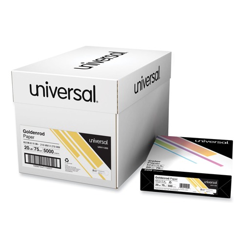 Art & Craft Paper | Universal UNV11205CT 8.5 in. x 11 in. 20 lbs. Bond Weight Deluxe Colored Paper - Goldenrod (10 Reams/Carton) image number 0