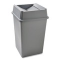 Trash & Waste Bins | Rubbermaid Commercial FG395800GRAY 35 gal. Plastic Untouchable Square Waste Receptacle - Gray image number 1