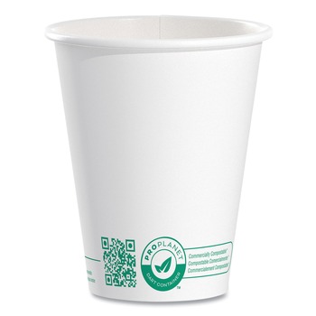SOLO 378PLA-PLANET 8 oz Compostable Paper Hot Cups - White/Green (20/Carton)