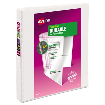 Avery 3 Slant Rings 1 in. Capacity 11 in. x 8.5 in. Durable View Binder with DuraHinge - White