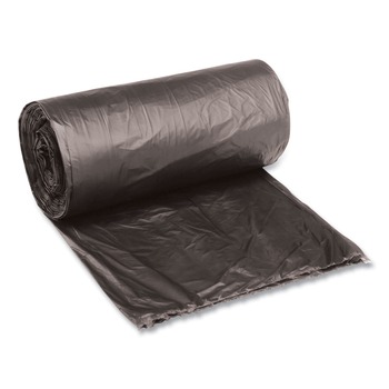 Boardwalk 10 Gallon 0.35 mil 24 in. x 23 in. Perforated Roll Low-Density Waste Can Liners - Black (50 Bags/Roll, 10 Rolls/Carton)