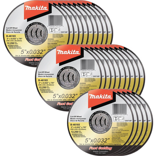 Grinding, Sanding, Polishing Accessories | Makita B-46165-25 5 in. x .032 in. x 7/8 in. Ultra Thin Cut-Off Grinding Wheel (25-Pack) image number 0