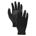 Work Gloves | Boardwalk BWK0002810 Polyurethane Palm Coated Gloves - Size 10, Black (12-Piece) image number 0
