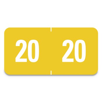 Smead 67920 0.5 in. x 1 in. Yearly End Tab Folder Labels - 20, Yellow (25 Labels/Sheet, 10 Sheets/Pack)