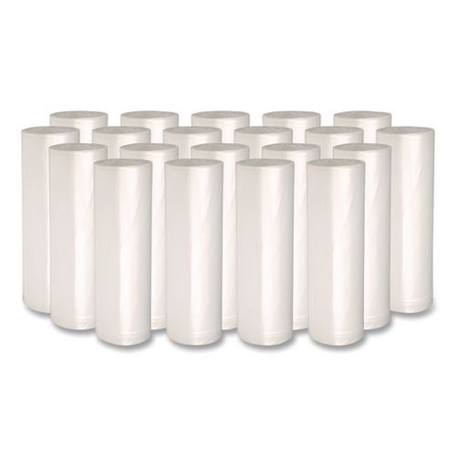 Trash Bags | Boardwalk Z4824RNKR01 10 Gallon 6 mic 24 in. x 23 in. Perforated Roll High-Density Can Liners - Natural (50 Bags/Roll, 20 Rolls/Carton) image number 0