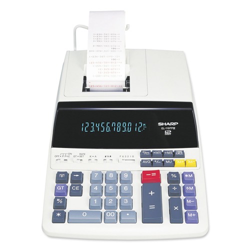 Office Jansan | Sharp EL1197PIII 4.5 Lines/Sec Two-Color Printing Desktop Calculator - Black/Red Print image number 0