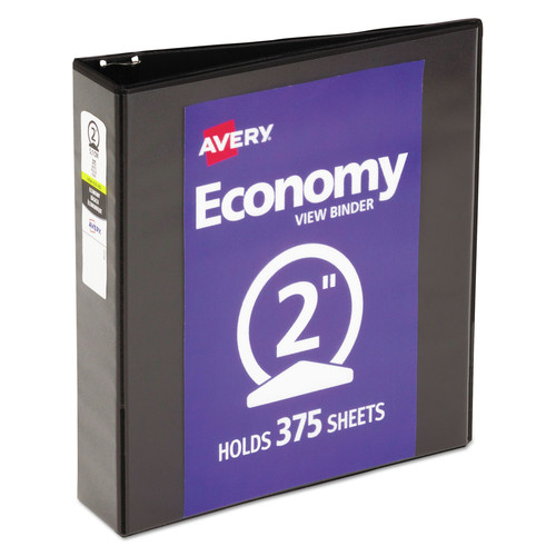 Office Jansan | Avery 05730 11 in. x 8.5 in. 3 Rings 2 in. Capacity Economy View Binder with Round Rings - Black image number 0