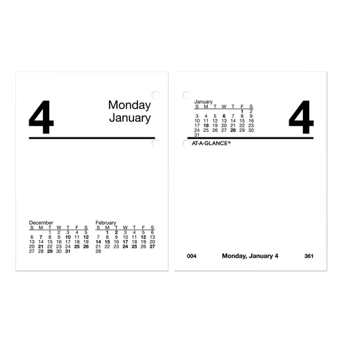  | AT-A-GLANCE E919-50 3 in. x 3.75 in. 12-Month (Jan to Dec): 2025 Compact Desk Calendar Refill - White Sheets image number 0