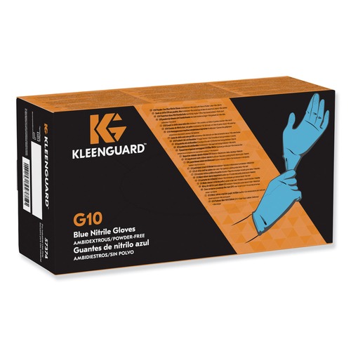 Disposable Gloves | KleenGuard 417-57373 G10 Powder-Free Nitrile Gloves - Blue, Large (100/Box, 10 Boxes/Carton) image number 0