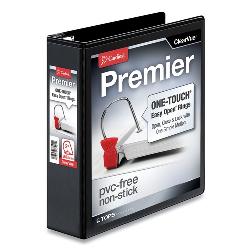  | Cardinal 10321CB 11 in. x 8.5 in. ClearVue 3-Ring 2 in. Capacity Easy Open Slant-D Ring Binder - Black image number 0