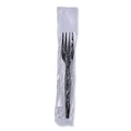 Cutlery | Boardwalk BWKFORKHWPSBIW Heavyweight Wrapped Polystyrene Plastic Fork Cutlery - Black (1000/Carton) image number 2
