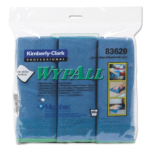  | WypAll 83620 15-3/4 in. x 15-3/4 in. Reusable Microfiber Cloths - Blue (6/Pack) image number 0