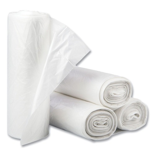 Trash Bags | Inteplast Group S386014N 60 gal. 14 microns 38 in. x 60 in. High-Density Interleaved Commercial Can Liners - Clear (25 Bags/Roll, 8 Rolls/Carton) image number 0