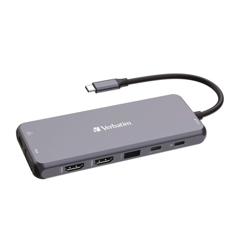 Office Electronics & Batteries | Verbatim 32154 USB-C Pro Multiport Hub14 Port - Gray image number 0